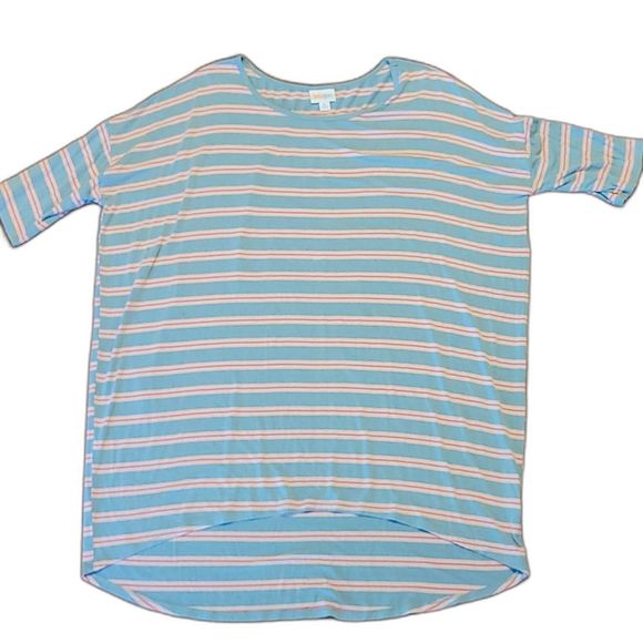 LuLaRoe GiGi Long Flowy Blouse Boat Neck High Low Hem T Shirt Quarter Sleeve Top - Picture 11 of 16